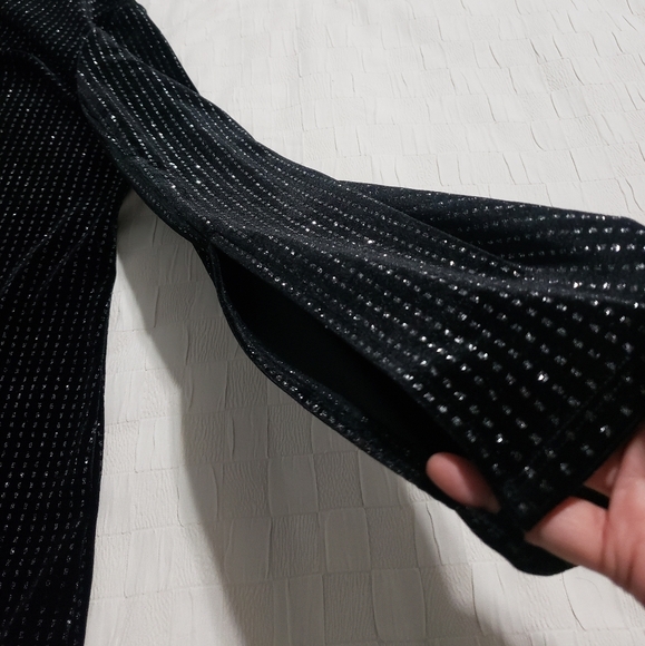 Catherine Malandrino Womens Long Open Sleeve Velvet Dress Black/Silver Size M - Picture 5 of 11